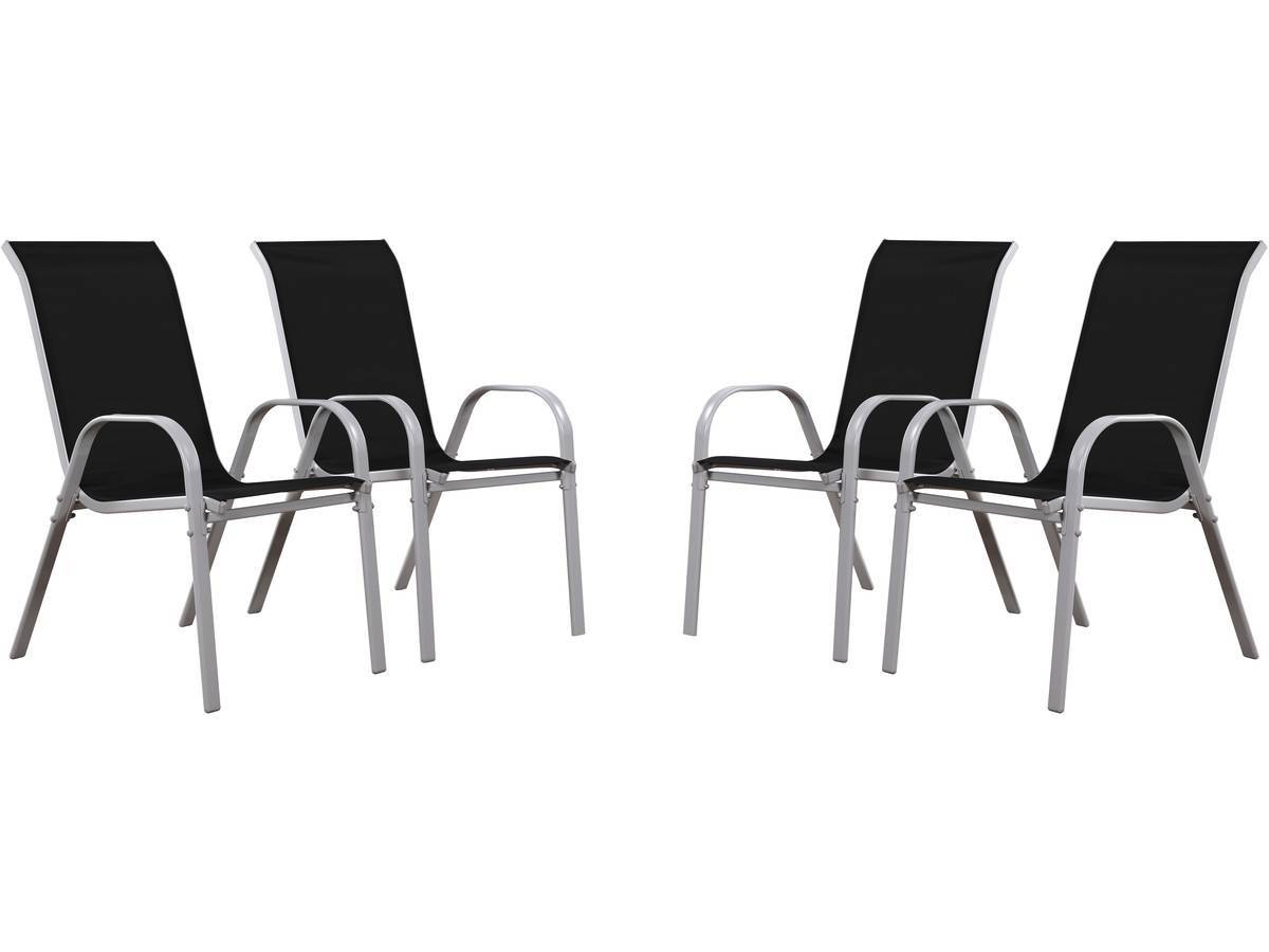 Fauteuil Jardin Textilène "cordoba" - Phoenix - Noir - Lot De 4 -habitat Et Jardin - Image 1