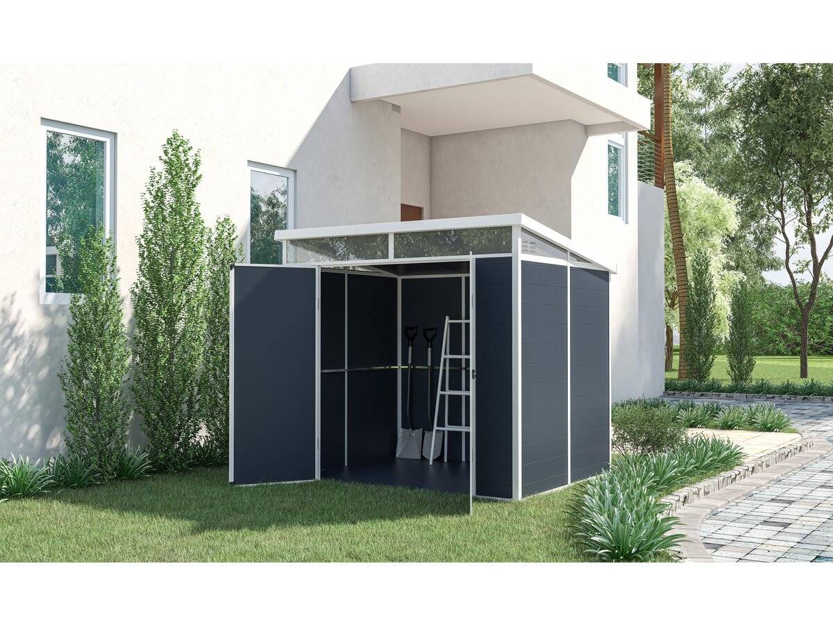 Abri De Jardin "detroit" En Résine - Gris - 4.54m² - 1.91 X 2.38 M -habitat Et Jardin - Image 2