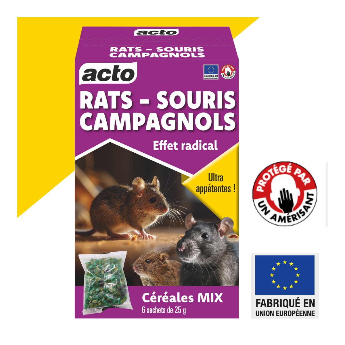 ACTO Anti-Rongeurs Céréales Mix - 6 x 25 grs - Appât prêt à l'emploi ...