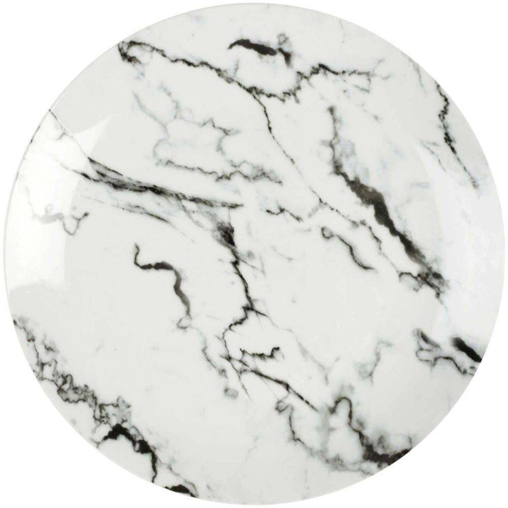 The Home Deco Factory - Service de table 12 assiettes en porcelaine motif marbre blanc Marble - Image 4