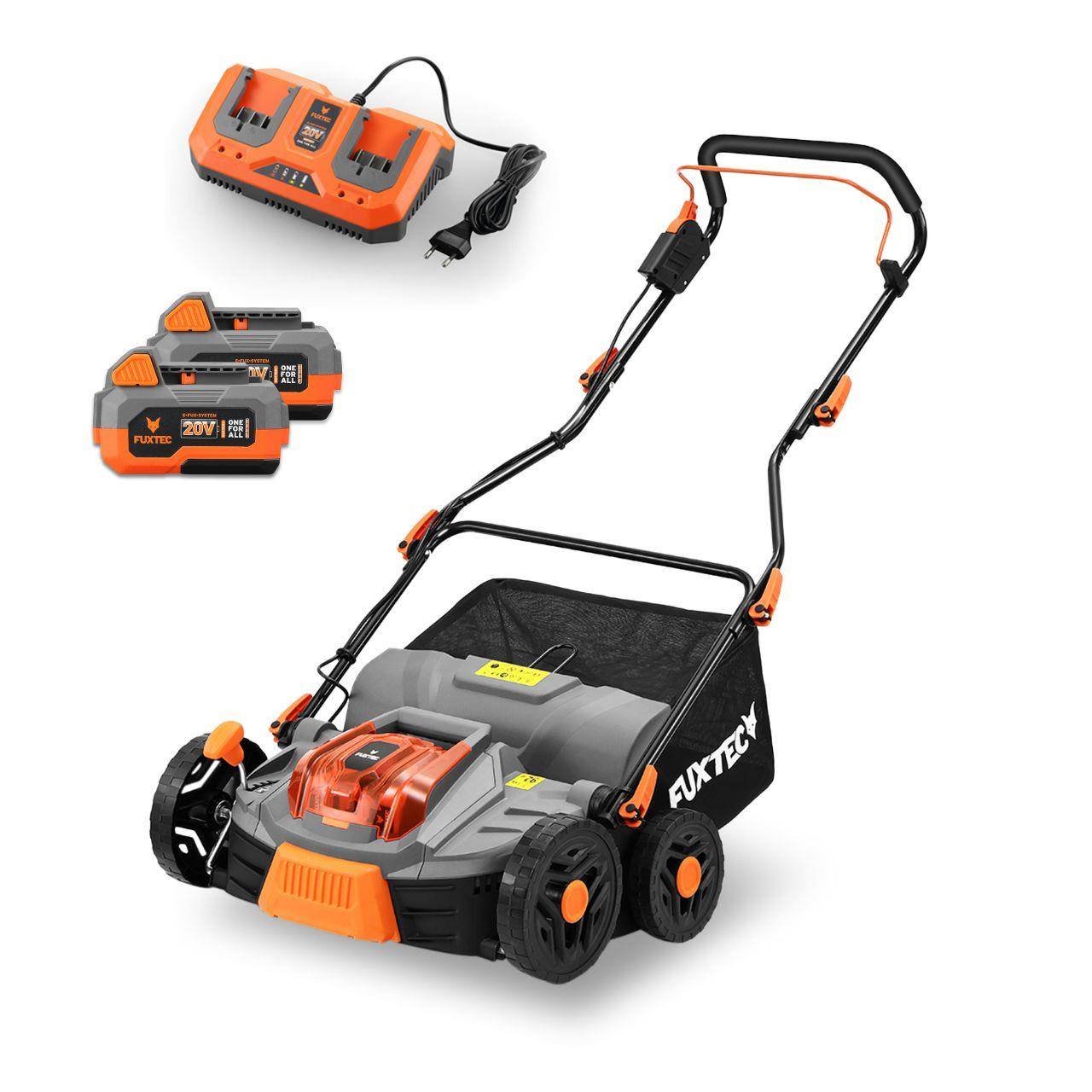 Fuxtec Scarificateur Aérateur À Batterie 40v Set Fx-e2ve38set Avec 2 Batteries Et Chargeur, 2-en-1, Largeur 38 Cm - Image 1