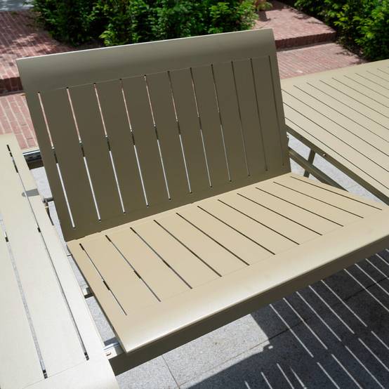 Table extensible de jardin 6/10p avec système papillon en aluminium Kaki clair HAVANA - Image 7