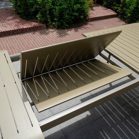 Table extensible de jardin 6/10p avec système papillon en aluminium Kaki clair HAVANA - Image 8