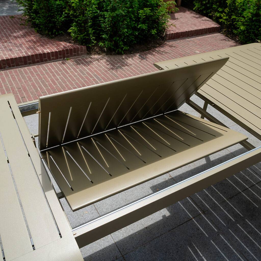 Table extensible de jardin 6/10p avec système papillon en aluminium Kaki clair HAVANA - Image 8