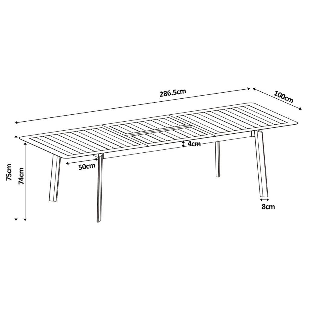 Table extensible de jardin 6/10p avec système papillon en aluminium Kaki clair HAVANA - Image 10