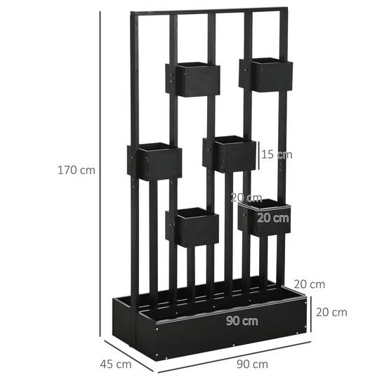 Potager Modulaire Cadre Bois Sapin Balcon Terrasse Culture Personnalisée 90x45x170cm Noir - ComfortXL Outdoor Living - Image 5