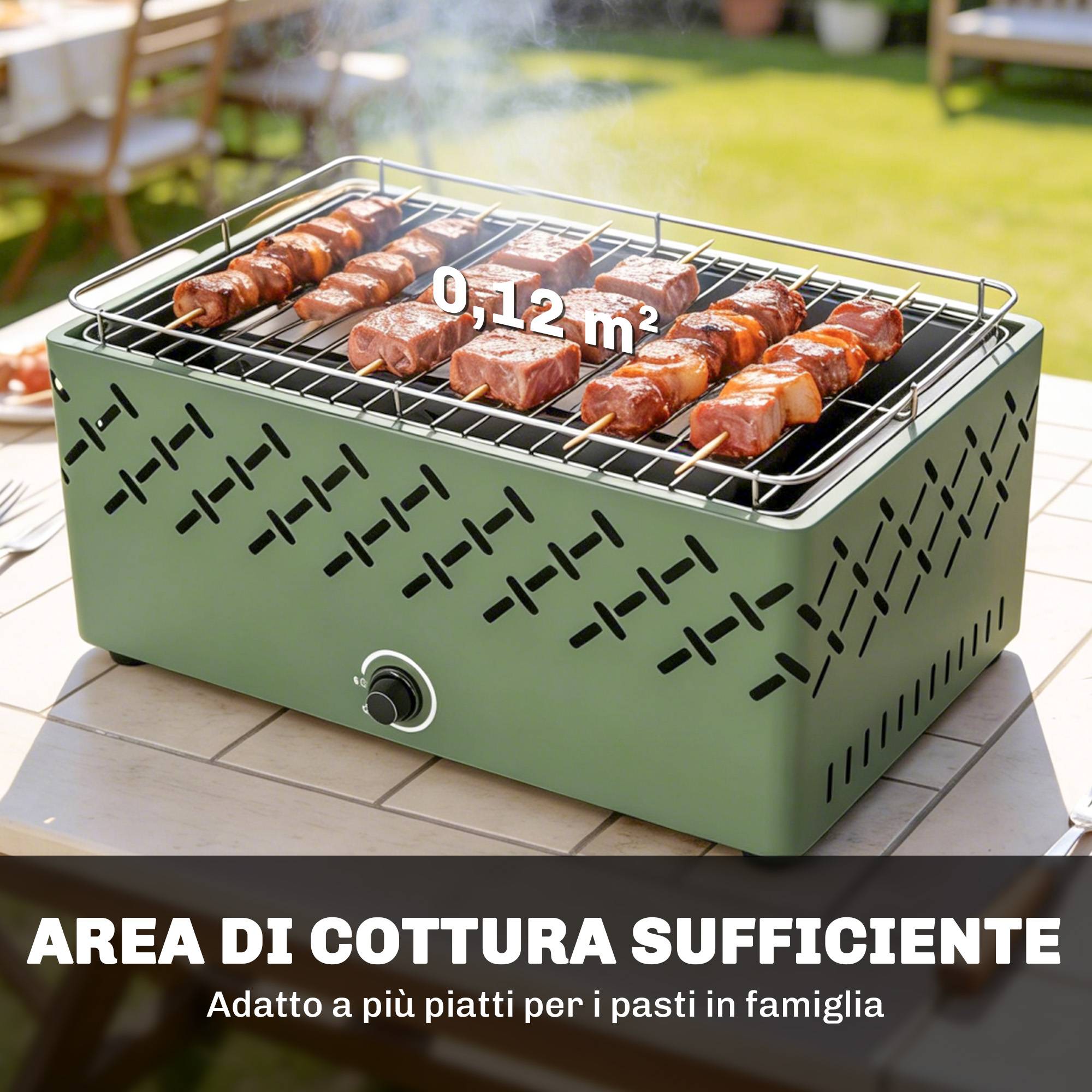 Barbecue à charbon portable avec ventilateur intégré pour extérieur, vert clai - Image 7