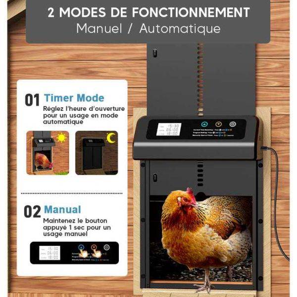 Jardindeco - Porte automatique solaire pour poulailler avec télécommande  JardinDeco - Image 4