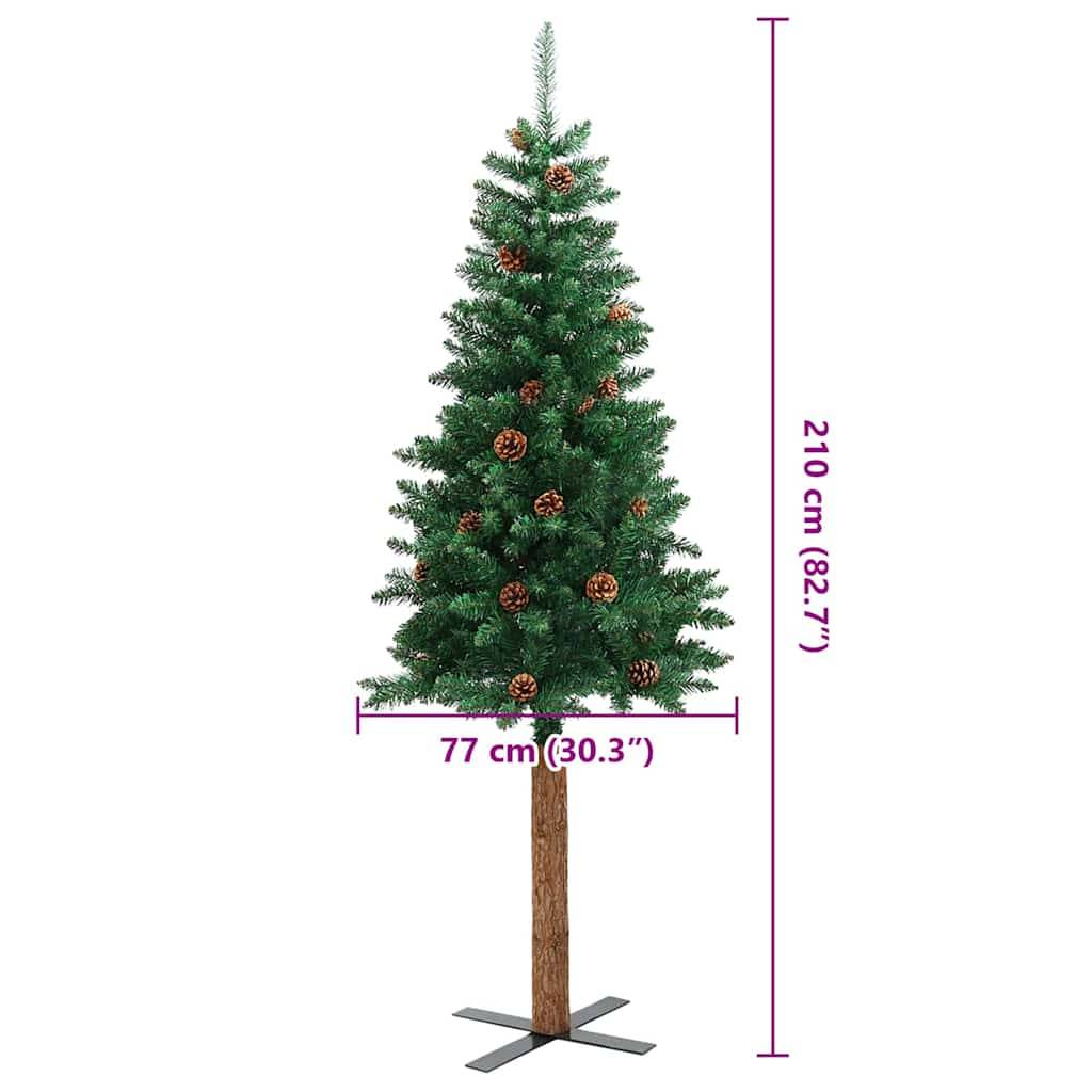 Vidaxl - Sapin de Noël mince Vert 210 cm PVC et bois de pin massif vidaXL 3394881 - Image 3