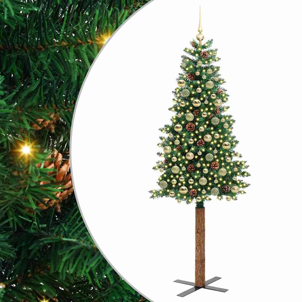 Vidaxl - Sapin de Noël mince Vert 210 cm PVC et bois de pin massif vidaXL 3394881 - Image 2