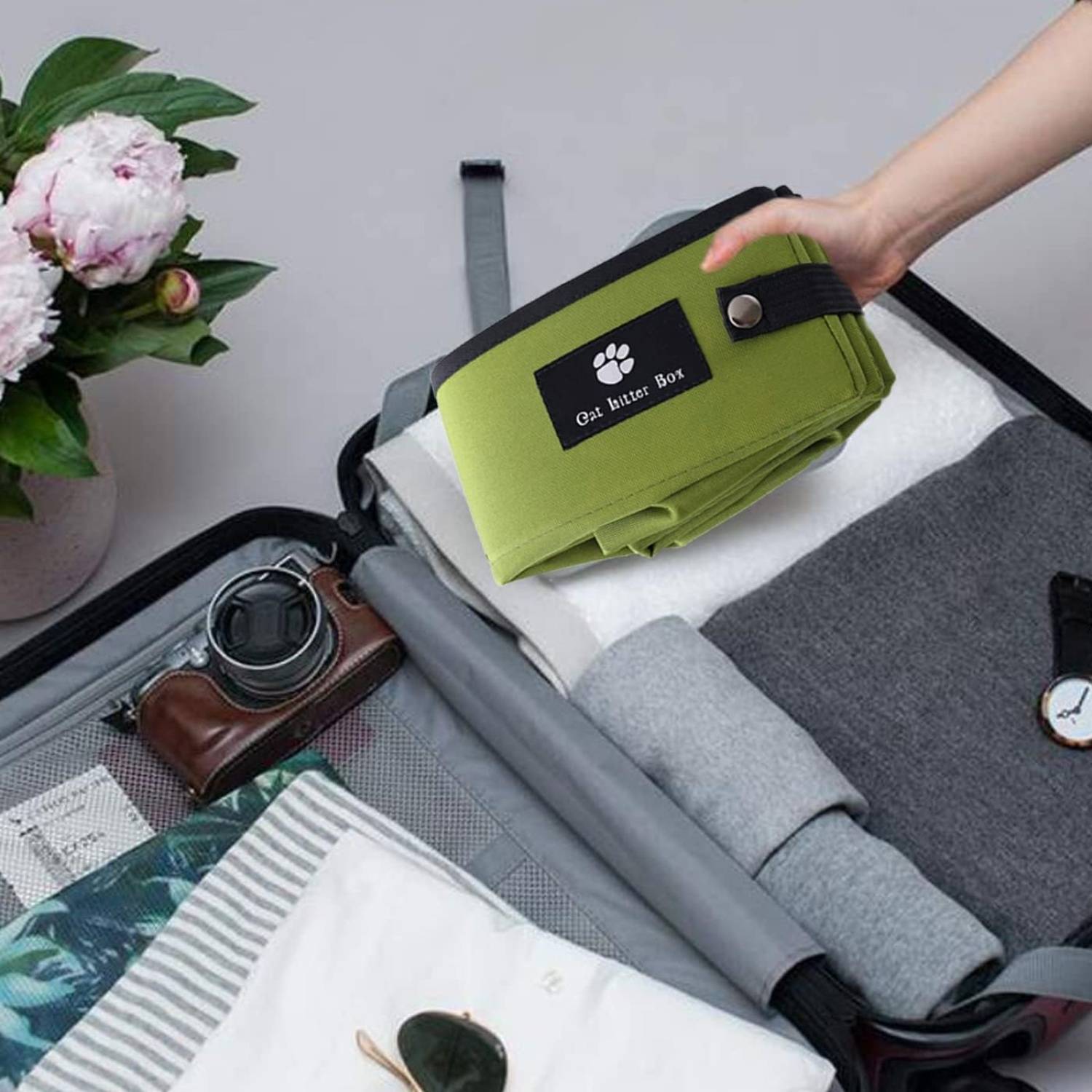 DtopbuyAge - Bac à litière pliable pour chat - Portable, imperméable M DtopbuyAge - Image 4