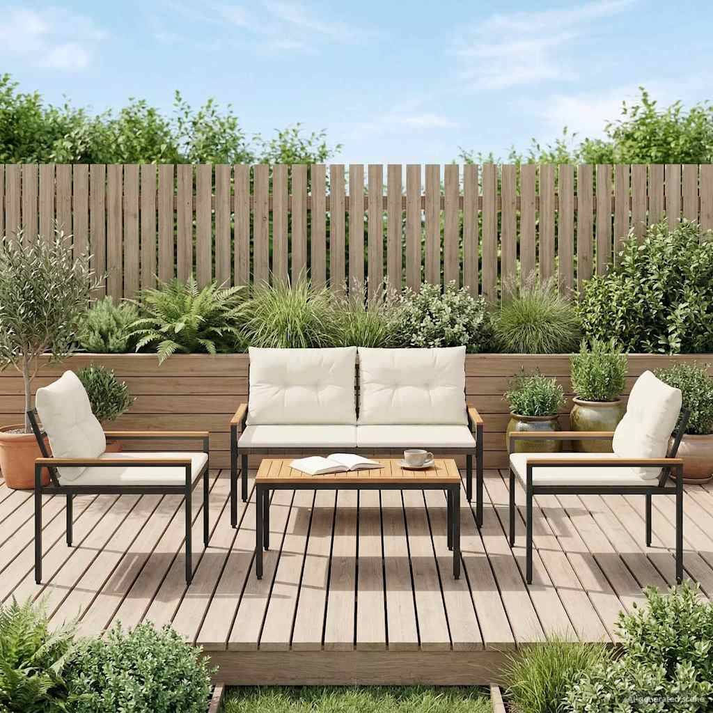 Vidaxl - Ensemble de meubles d'extérieur 4 pcs-Salons de jardin 4 place Crème blanc - Image 1