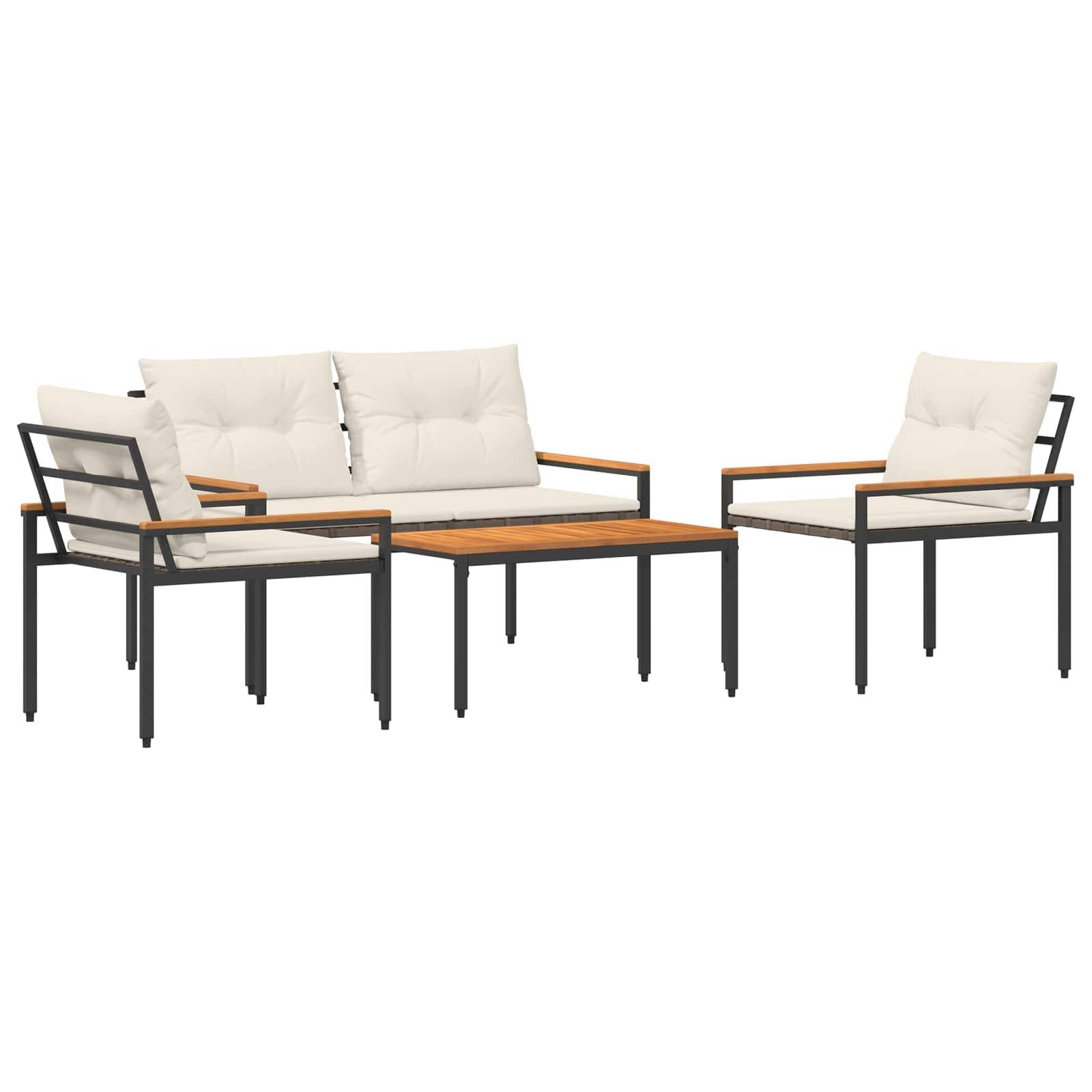 Vidaxl - Ensemble de meubles d'extérieur 4 pcs-Salons de jardin 4 place Crème blanc - Image 2