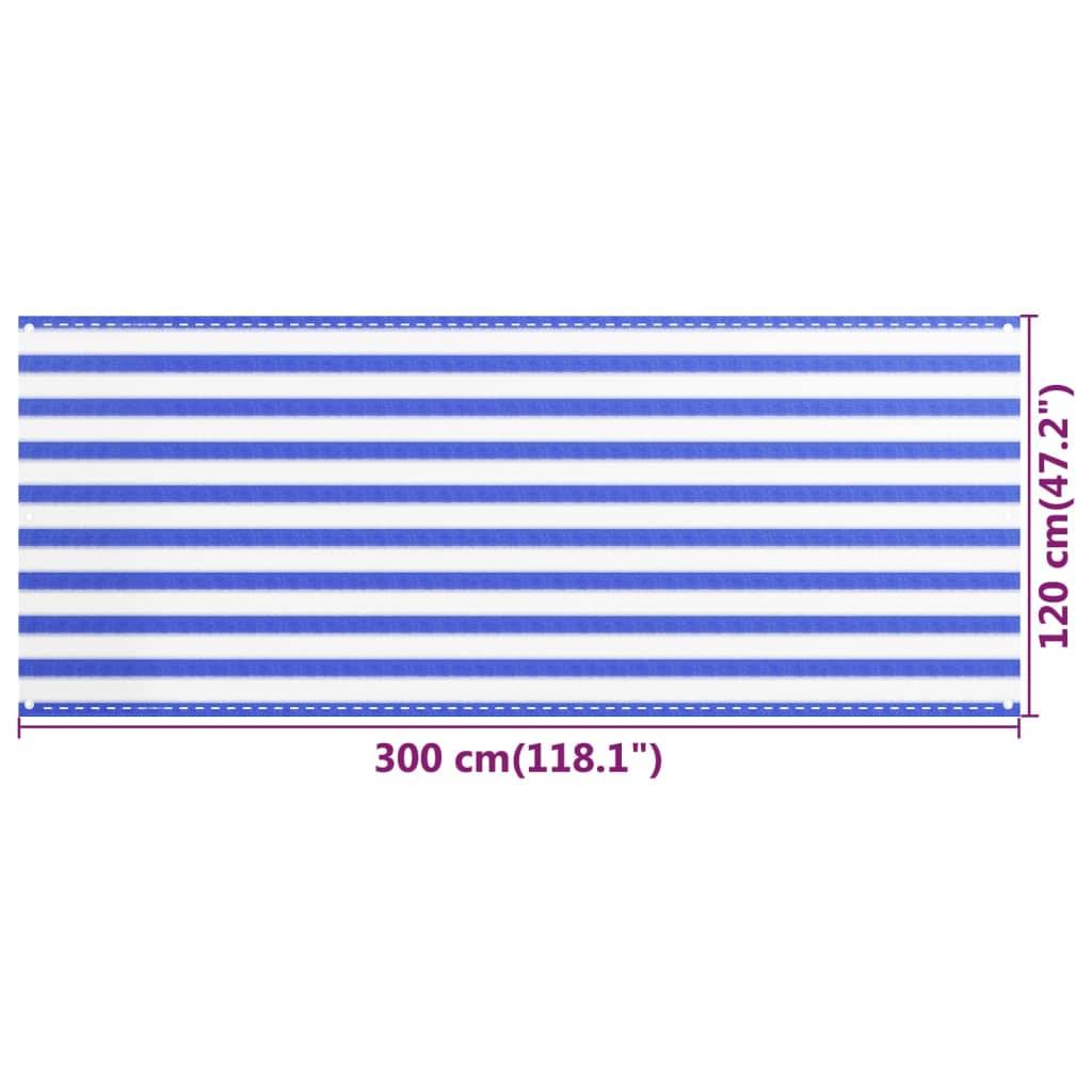 Helloshop26 - Écran de balcon brise pare vue protection confidentialité 120 x 300 cm PEHD bleu et blanc - Image 5