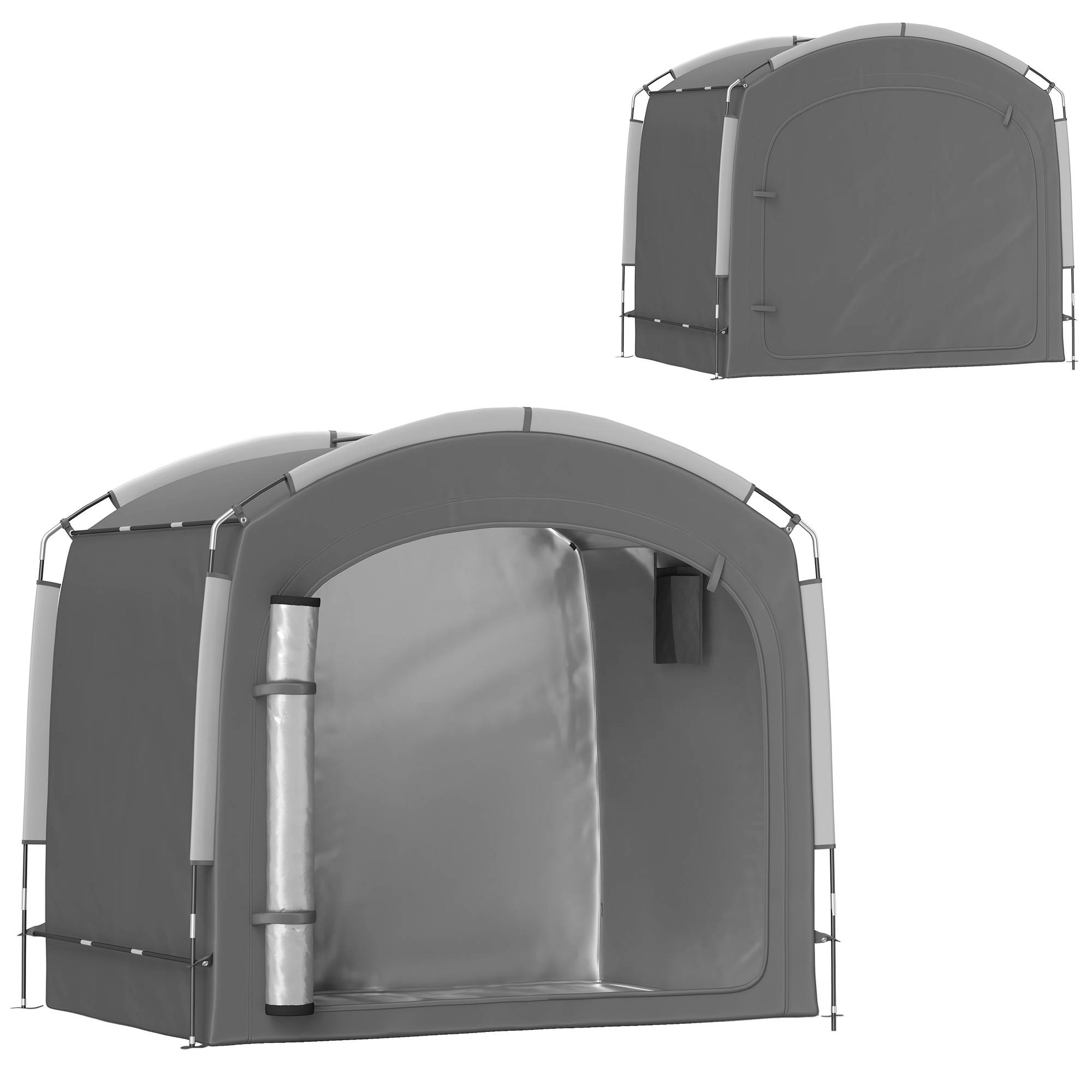 Tente de vélo abri de vélo portable pour 3-4 vélos avec 2 poches latérales 220 x 150 x 195cm gris foncé - Image 1
