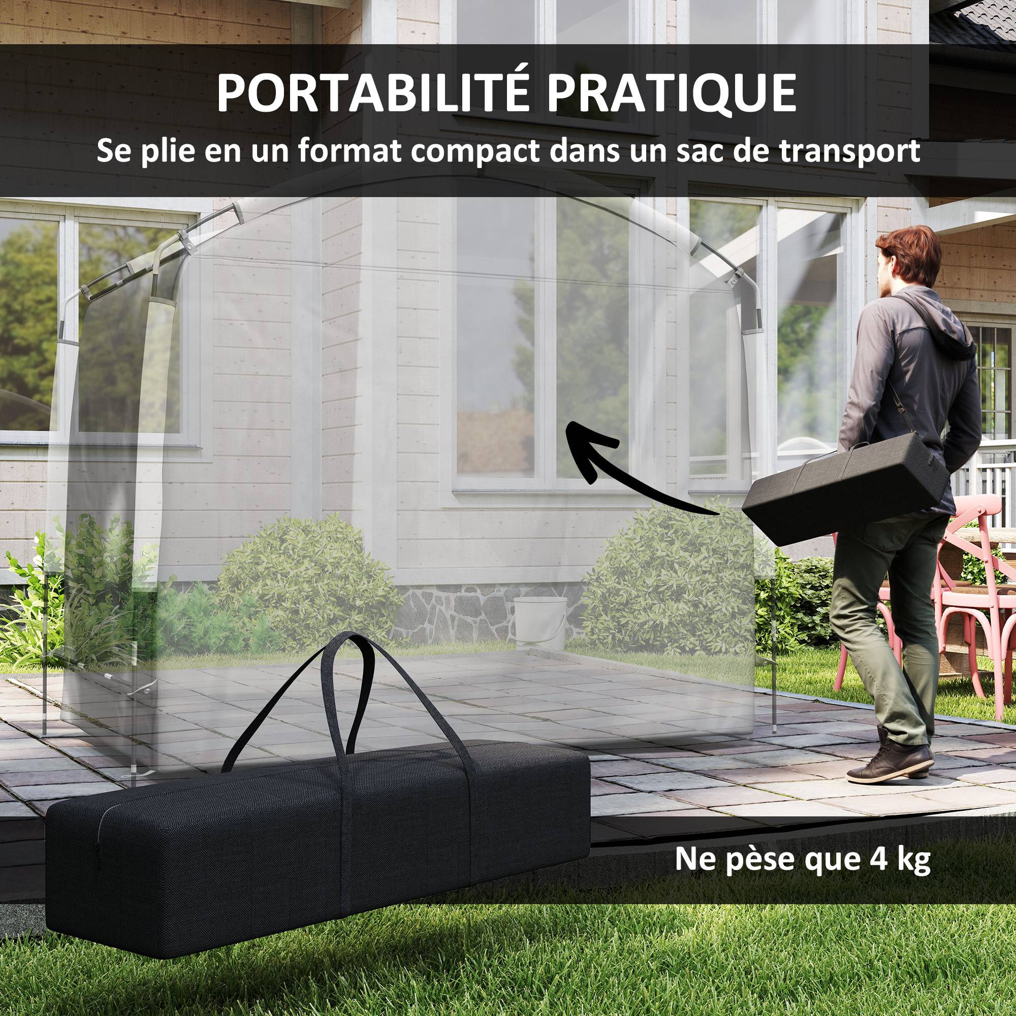 Tente de vélo abri de vélo portable pour 3-4 vélos avec 2 poches latérales 220 x 150 x 195cm gris foncé - Image 9