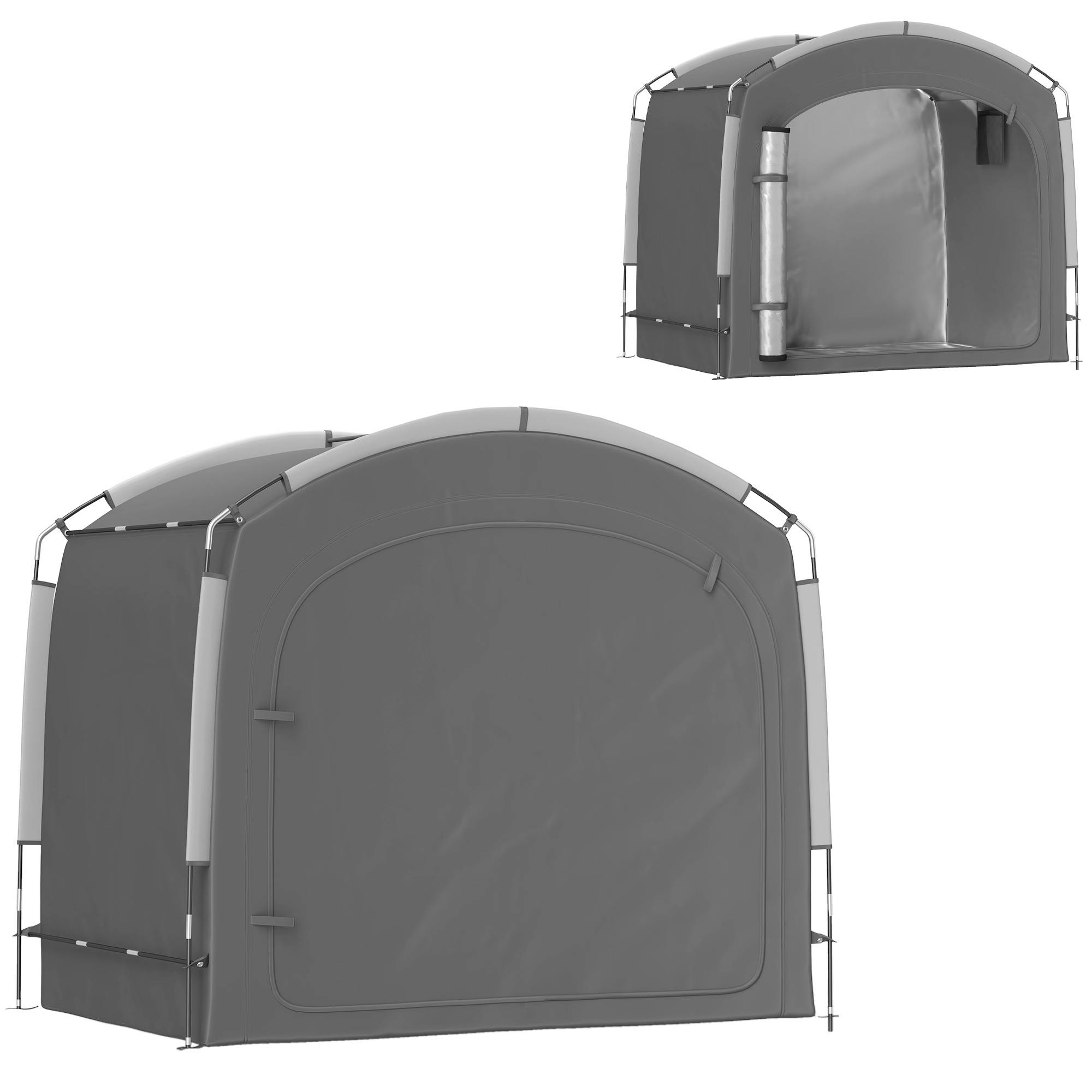 Tente de vélo abri de vélo portable pour 3-4 vélos avec 2 poches latérales 220 x 150 x 195cm gris foncé - Image 2