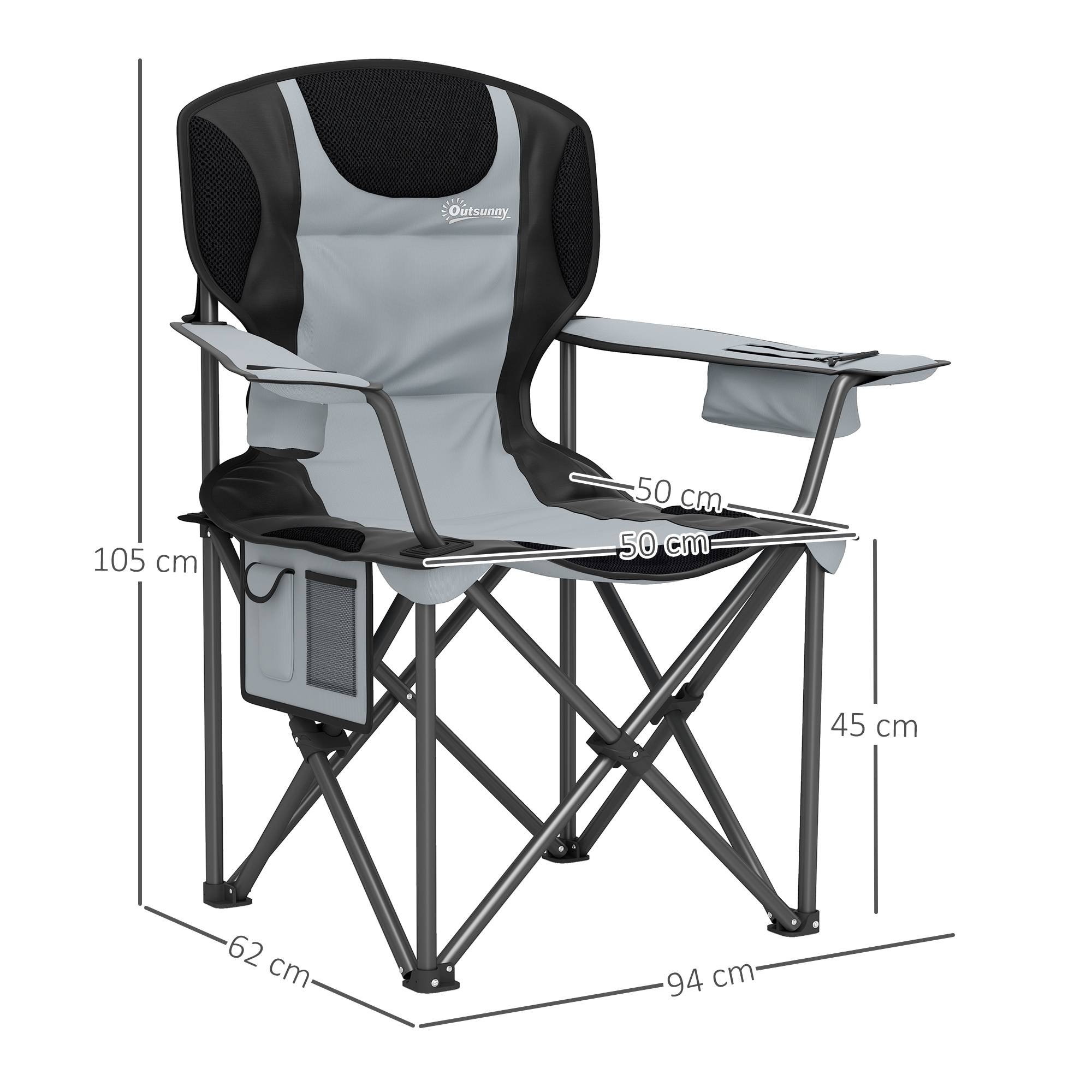 ComfortXL - Chaise de camping pliante tissu Oxford 600D extérieur confort rembourré gris clair - ComfortXL Outdoor Living - Image 5