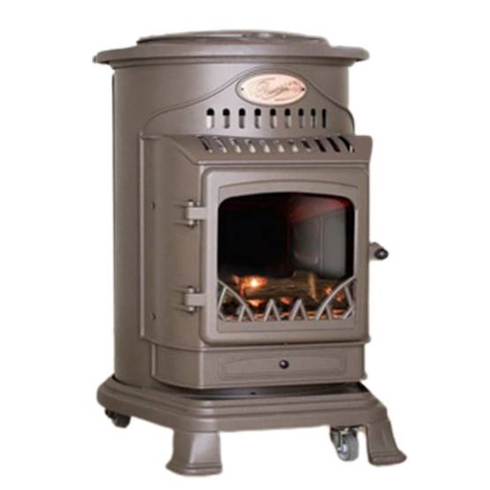 Universal - Poêle à gaz Fonte véritable 3,4KW Marron Effet feu Miel Provence UNIVERSAL - Image 1