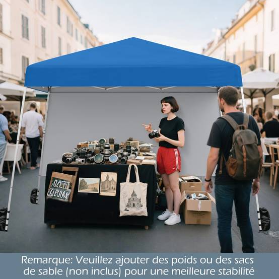 Tonnelle de Jardin 3x3M Tente Réception Pliant avec Sac à Dos Portable Protection Solaire Bleu - Image 3