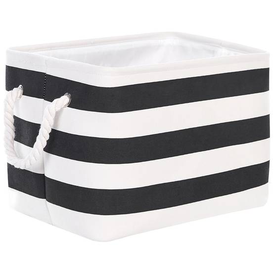 Lot de 3 Paniers de Rangement en Tissu Polyester Noir Blanc avec Poignées en Corde Boite de Rangement Organisation Salon Chambre Design Traditionnel - Image 6