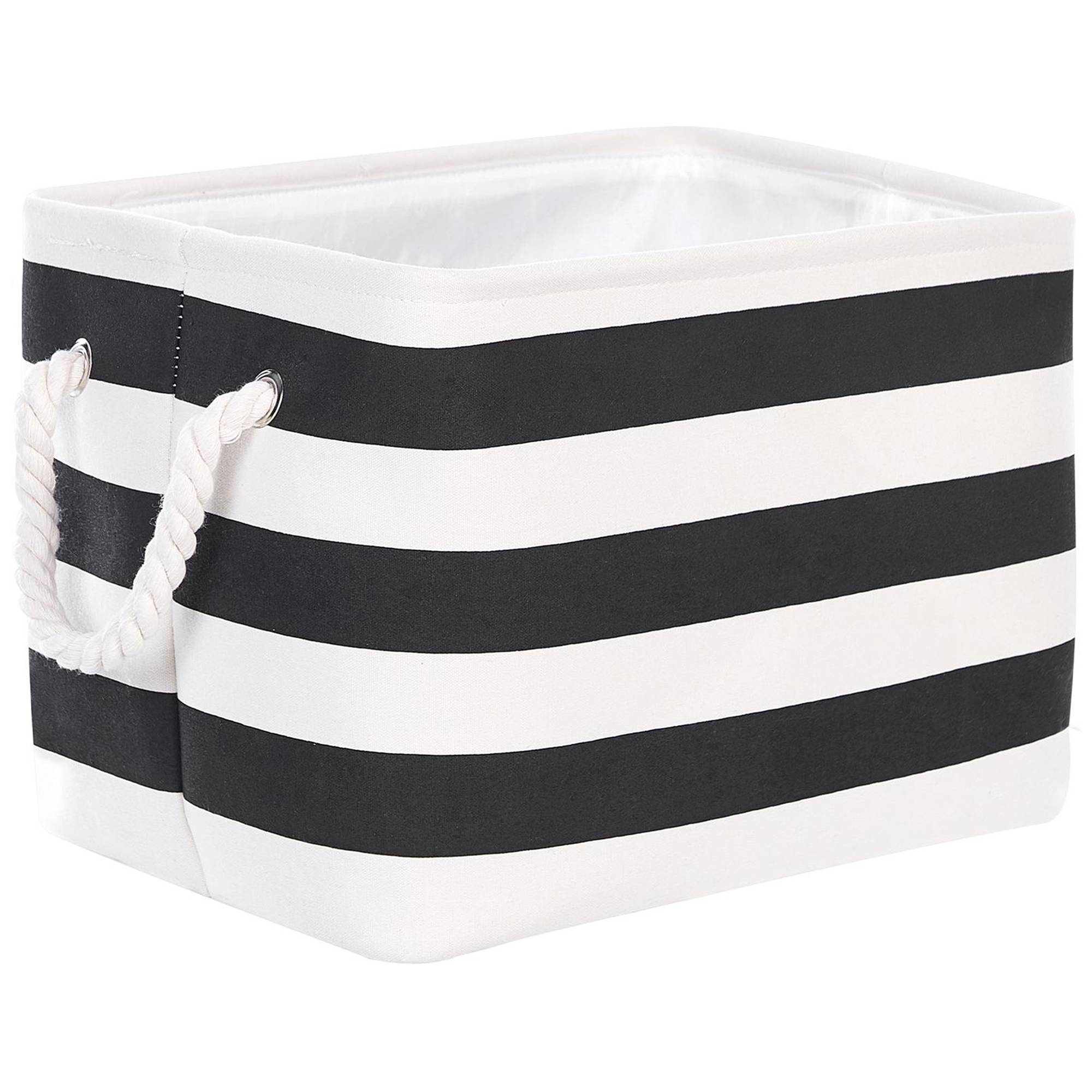 Lot de 3 Paniers de Rangement en Tissu Polyester Noir Blanc avec Poignées en Corde Boite de Rangement Organisation Salon Chambre Design Traditionnel - Image 6