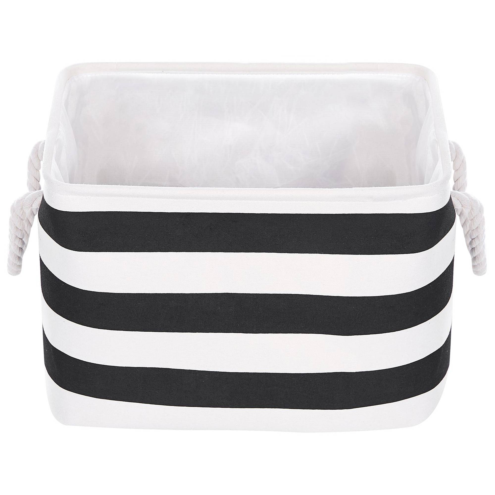 Lot de 3 Paniers de Rangement en Tissu Polyester Noir Blanc avec Poignées en Corde Boite de Rangement Organisation Salon Chambre Design Traditionnel - Image 7