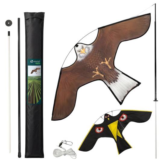 Lot de 2 Cerf volant anti oiseaux effaroucheur avec mat Faucon modele B et G - Image 1