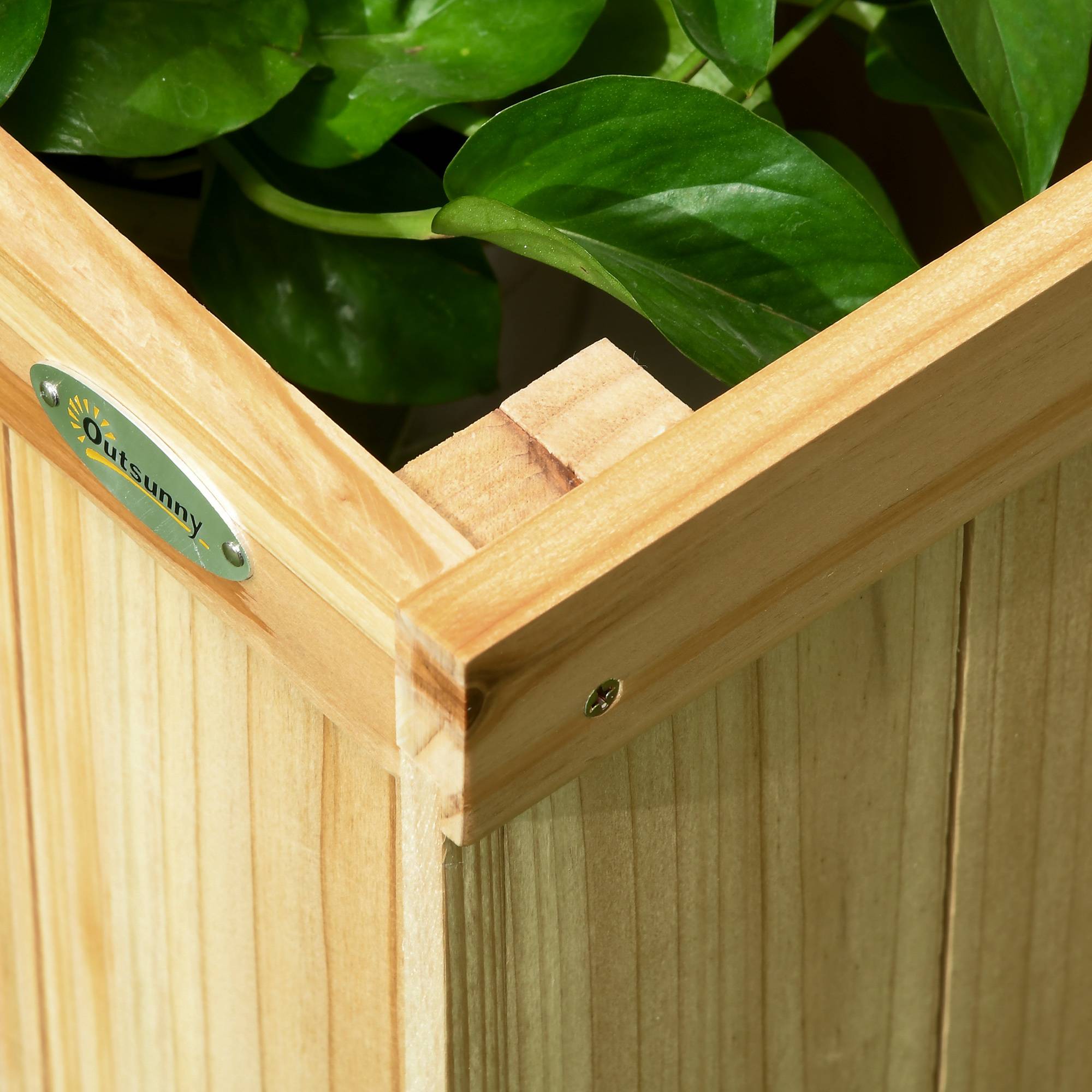 ComfortXL - Brise-vue jardin bois de sapin 133 x 62 x 165 cm naturel avec 4 jardinières et treillis pliable extérieur - Image 9