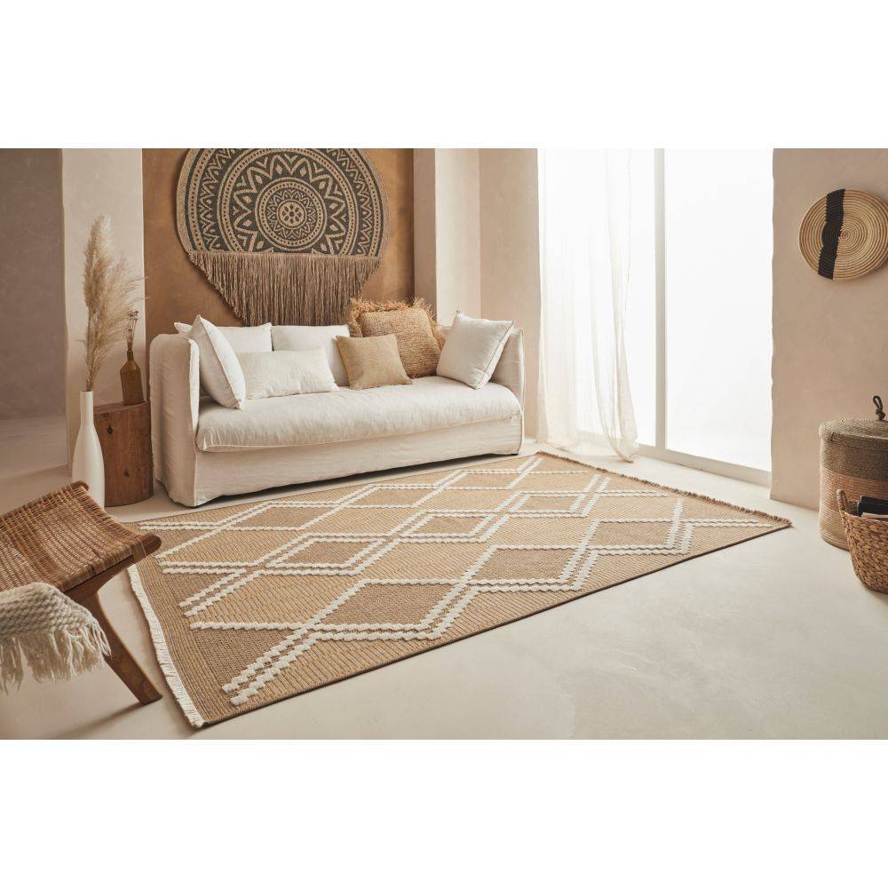 Jardindeco - Tapis intérieur extérieur aspect jute jaune Tijuana 9048 180 x 67 cm - Image 2