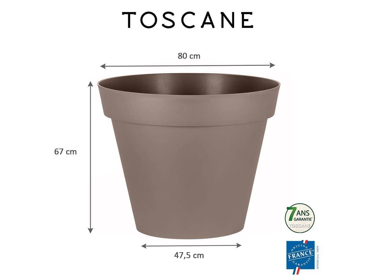 Eda - Lot de 2 Pots de fleur rond Toscane Ø 80 x H.66 cm Taupe - Eda - Image 2