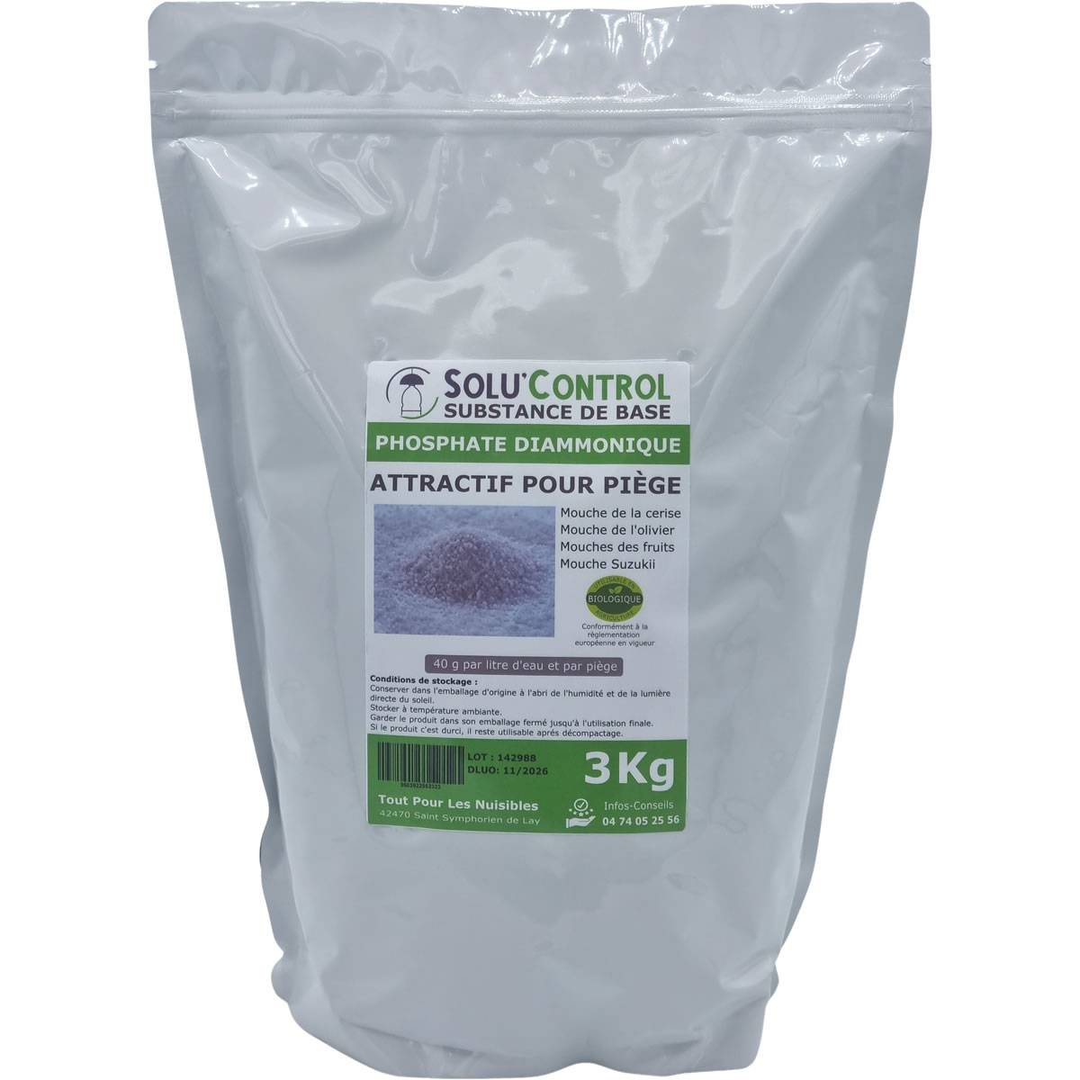 SOLU'CONTROL - Phosphate Diammonique, appât naturel contre les mouches des fruits - Sac de 3 kg - Image 2