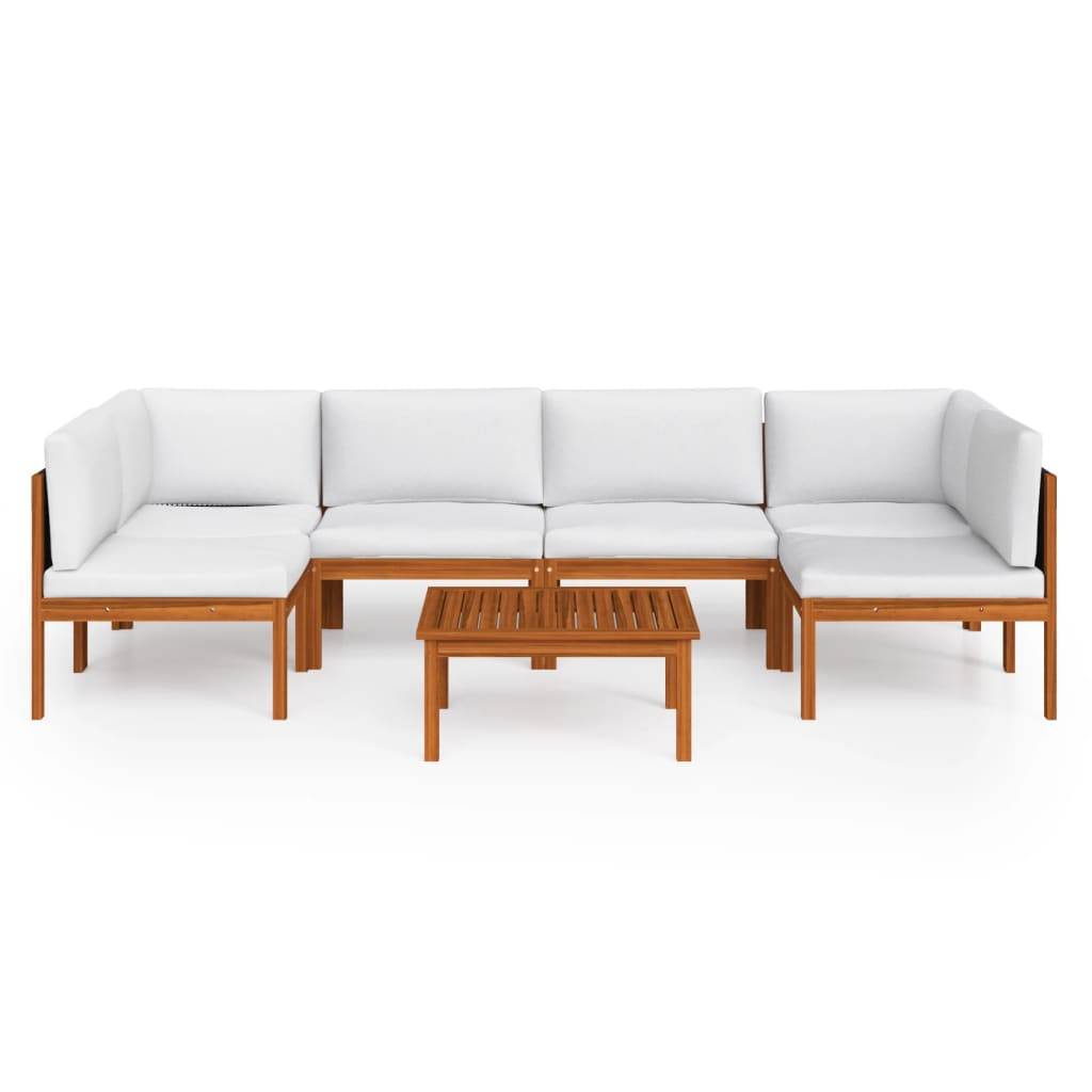 Vidaxl - Salon de jardin 7 pièces avec coussins, bois d'acacia crème et corde vidaXL 3057898 - Image 4