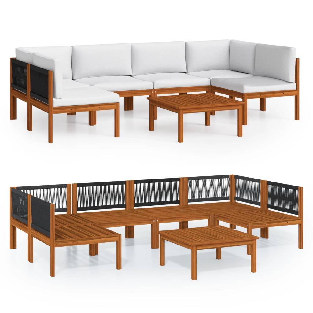 Vidaxl - Salon de jardin 7 pièces avec coussins, bois d'acacia crème et corde vidaXL 3057898 - Image 2