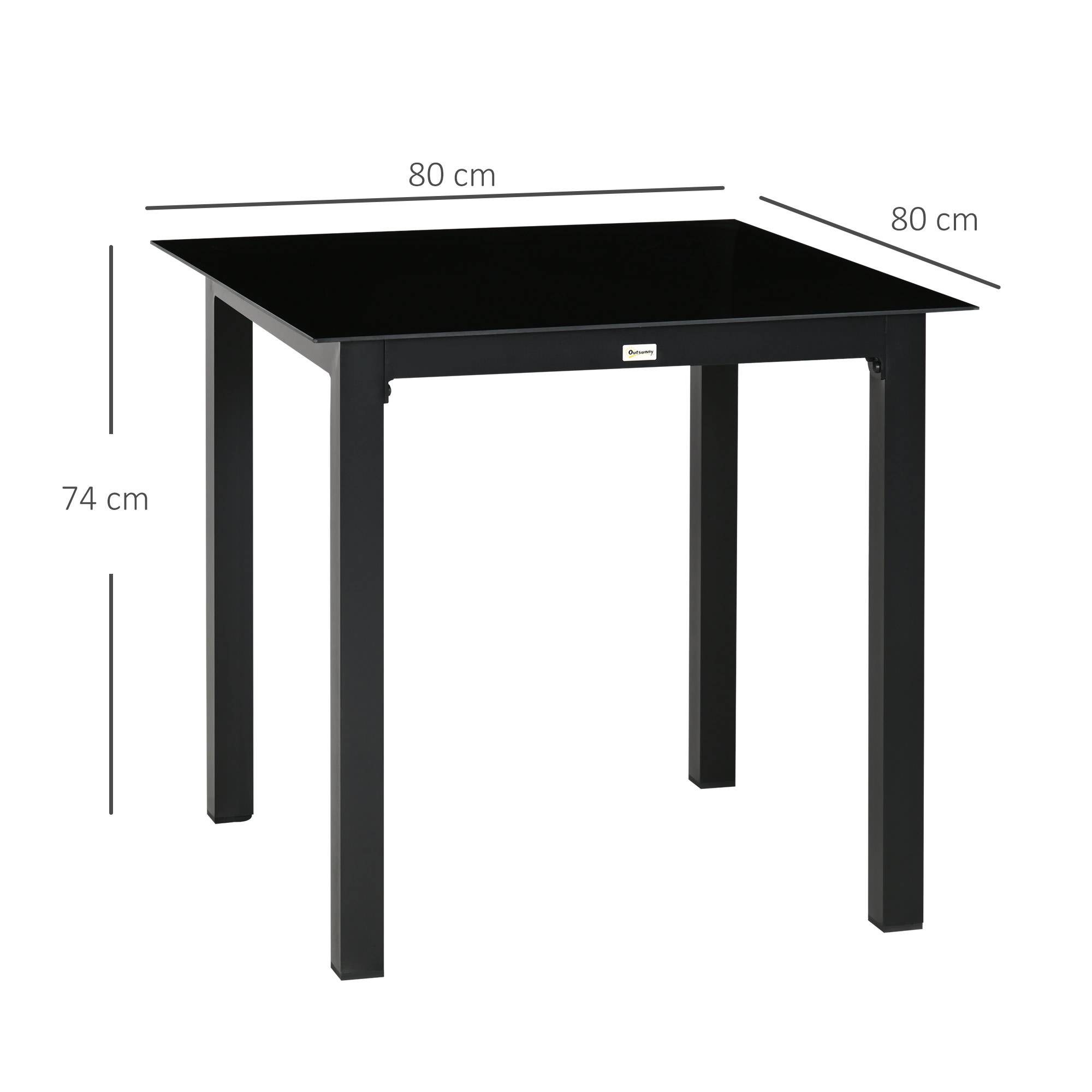PANGIVO - Table de jardin carrée pour 4 personnes, aluminium, noir, 80 x 80 x 74 cm - PANGIVO - Image 3