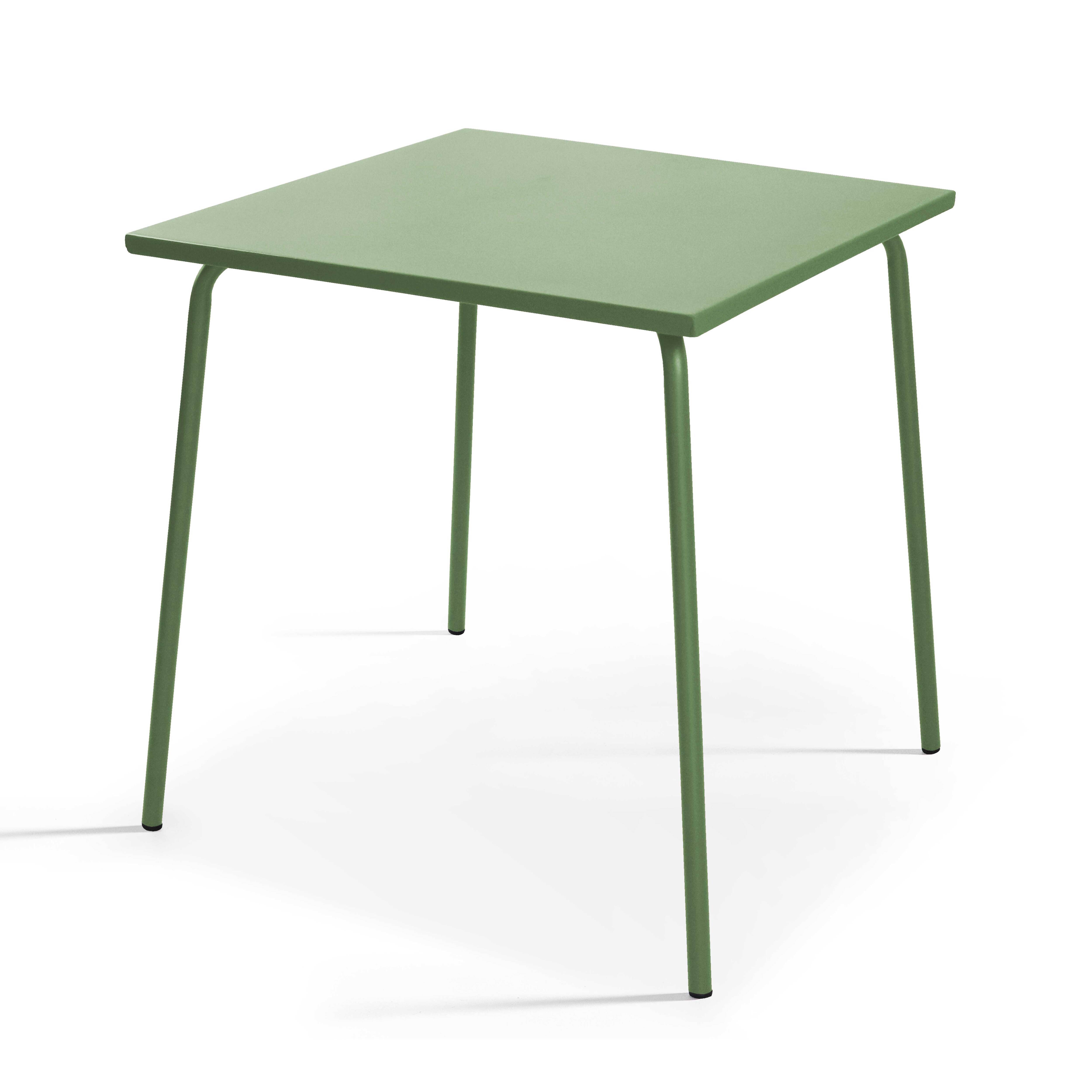 Oviala - Ensemble table de jardin carrée et 4 fauteuils acier vert cactus Palavas - Oviala - Image 2