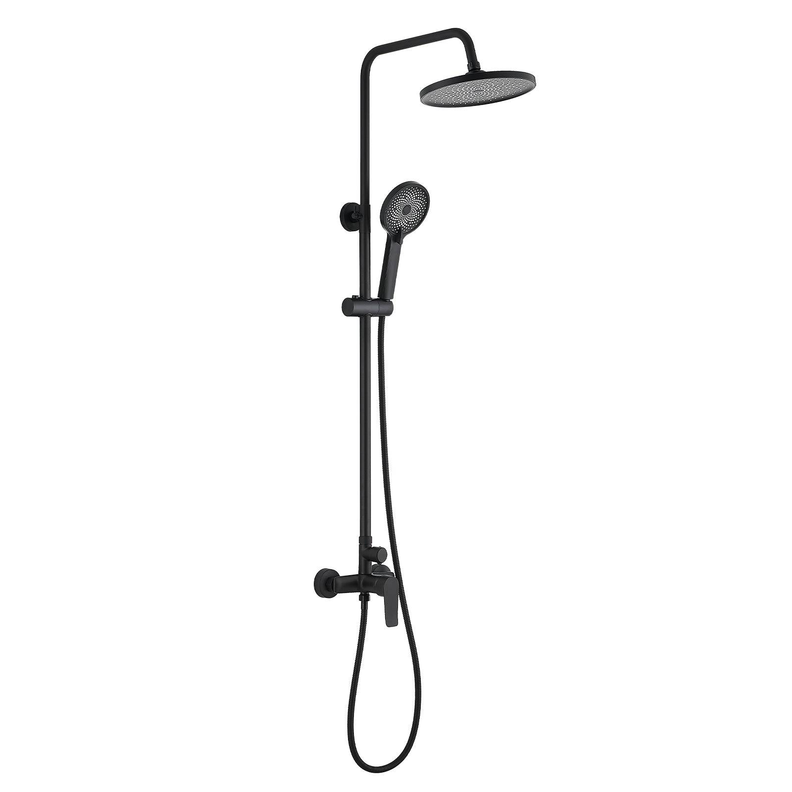 Teeno - Colonne de douche avec tête de douche ronde et manchette en ABS avec 3 jets, Noir - Image 1