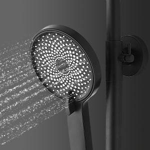 Teeno - Colonne de douche avec tête de douche ronde et manchette en ABS avec 3 jets, Noir - Image 6