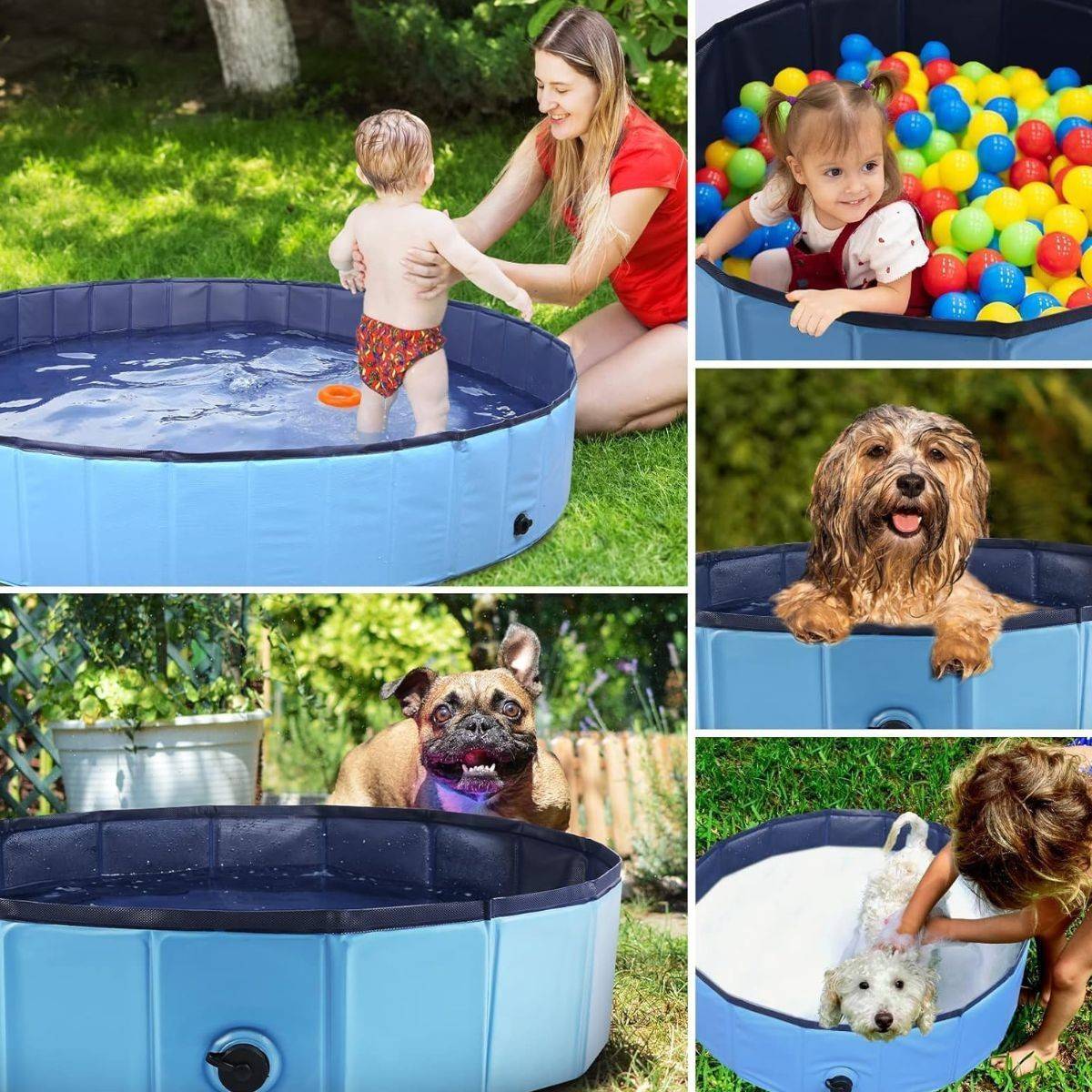 Piscine pour Chien PVC 120x30 cm Sol Antidérapant Jeu d'eau pour Animaux KZ GARDEN - Image 5