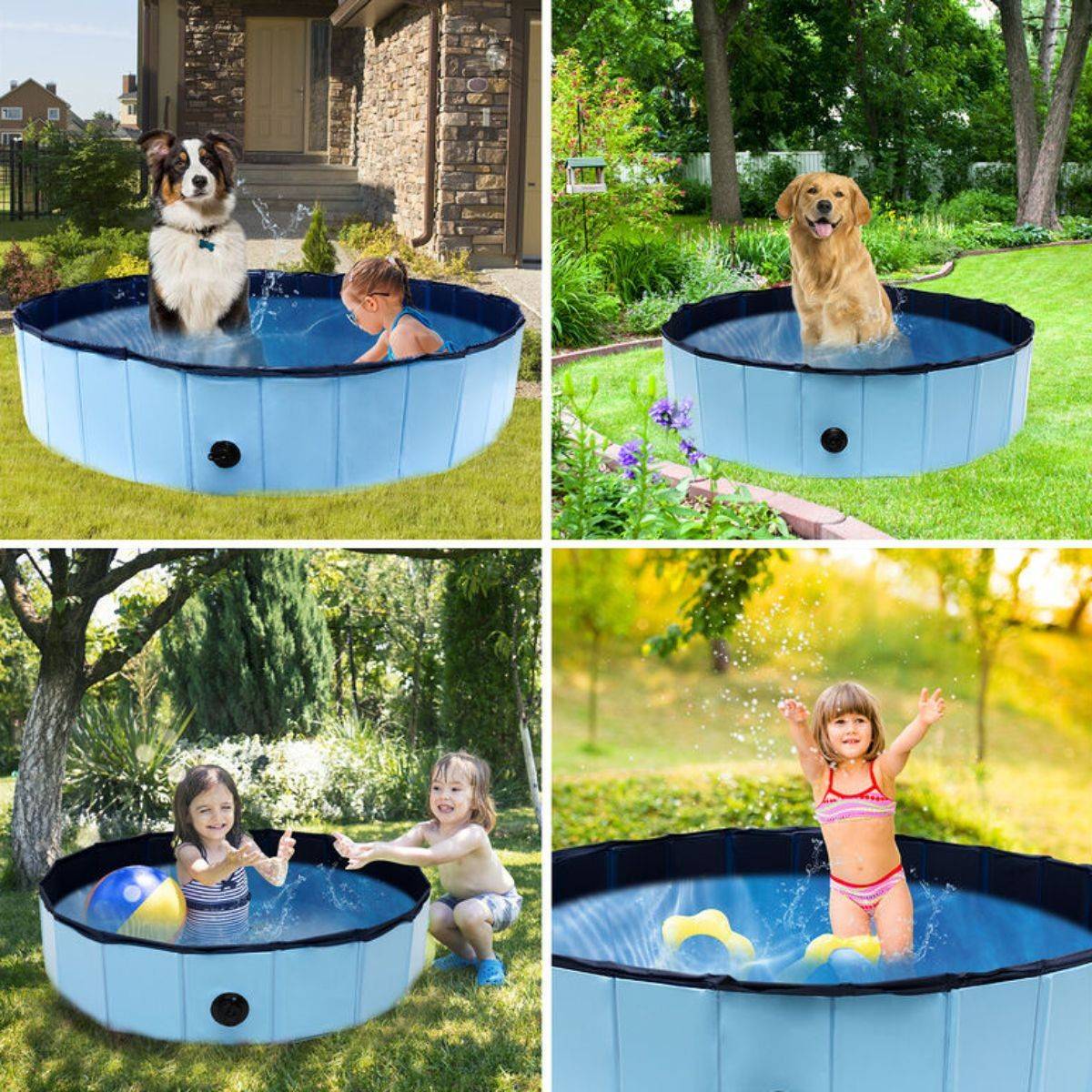 Piscine pour Chien PVC 120x30 cm Sol Antidérapant Jeu d'eau pour Animaux KZ GARDEN - Image 8