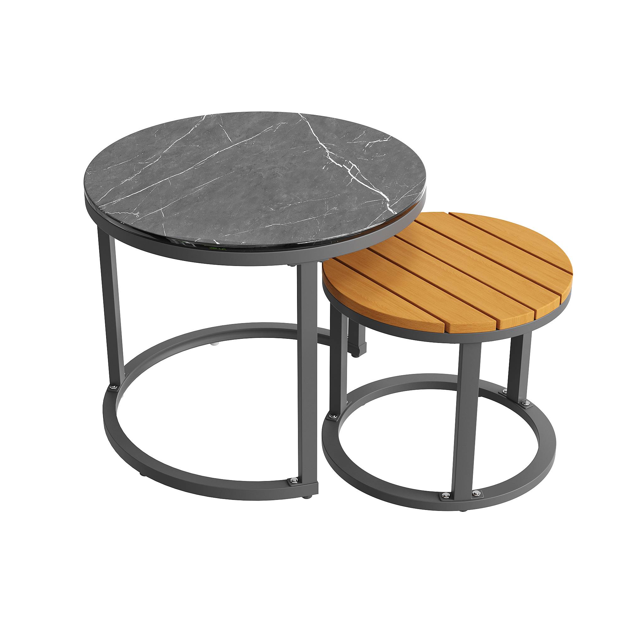 ComfortXL - Salon de jardin d'angle résine tressée métal 5-6 places terrasse modulable avec tables gris - ComfortXL Outdoor Living - Image 10