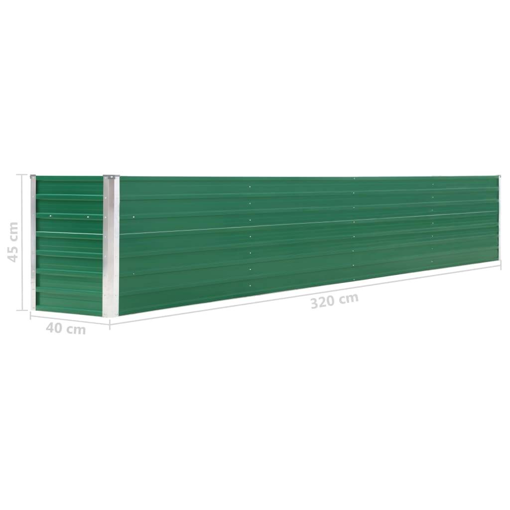 Jardinière lit surélevé plantes fleurs jardin acier galvanisé 320 x 40 x 45 cm vert - Image 5