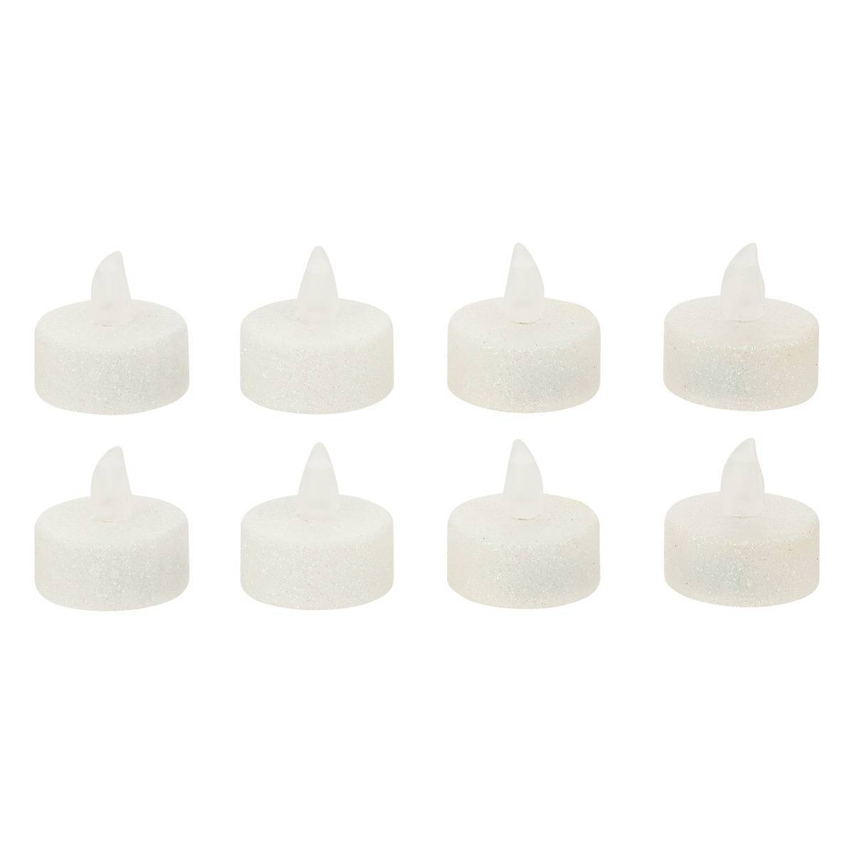 Fééric Lights & Christmas - Lot de 8 bougies chauffe-plats LED pailletées blanc - Feeric Lights & Christmas