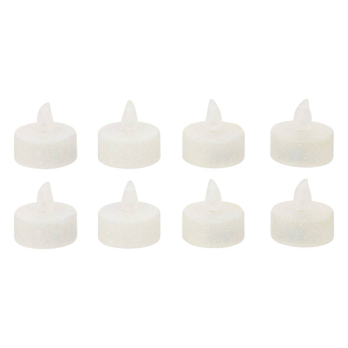 Set 8 Bougies lumineuses à LED Blanc pailleté D 4 cm - Image 1