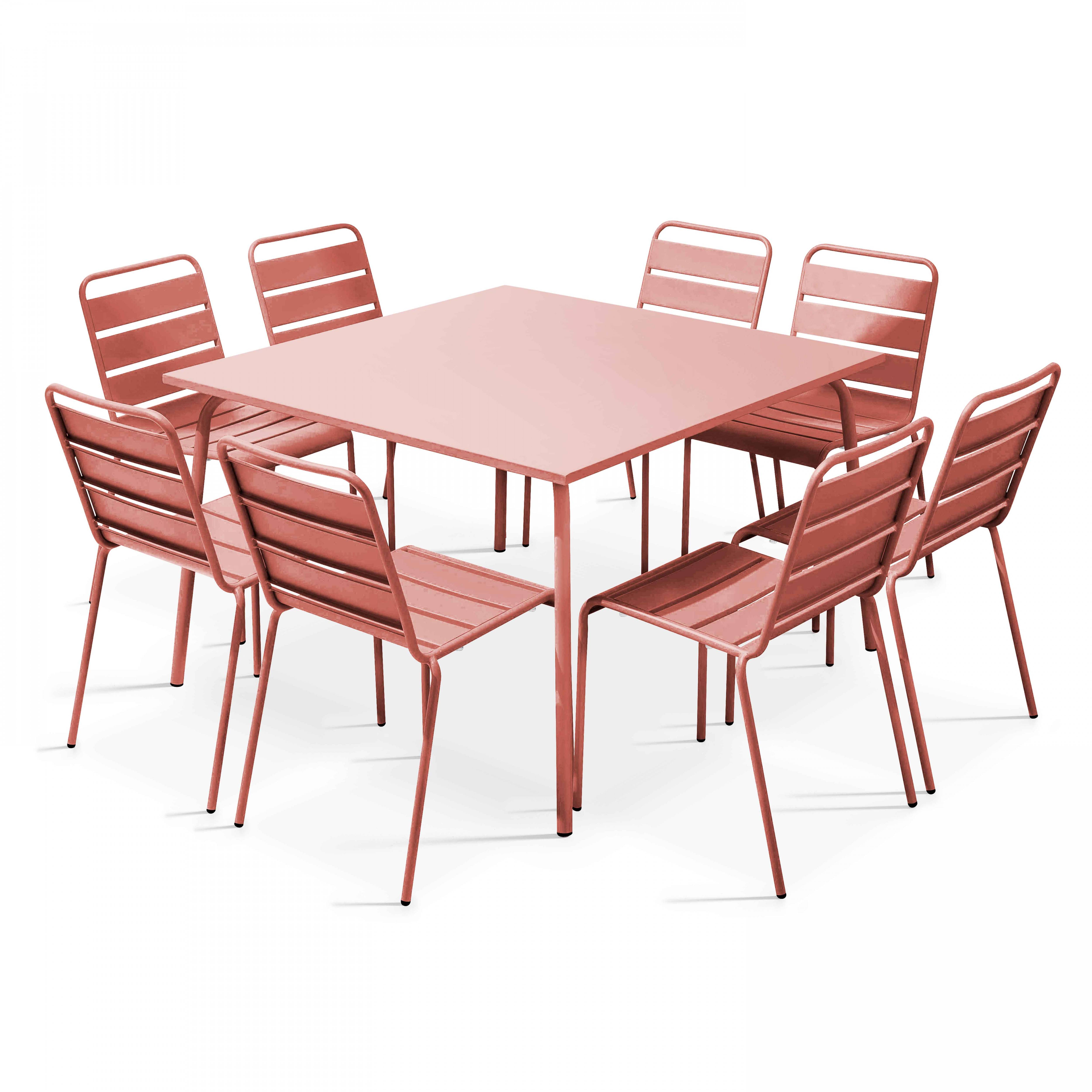 Oviala - Ensemble table de jardin et 8 chaises en métal argile Palavas - Oviala - Image 1