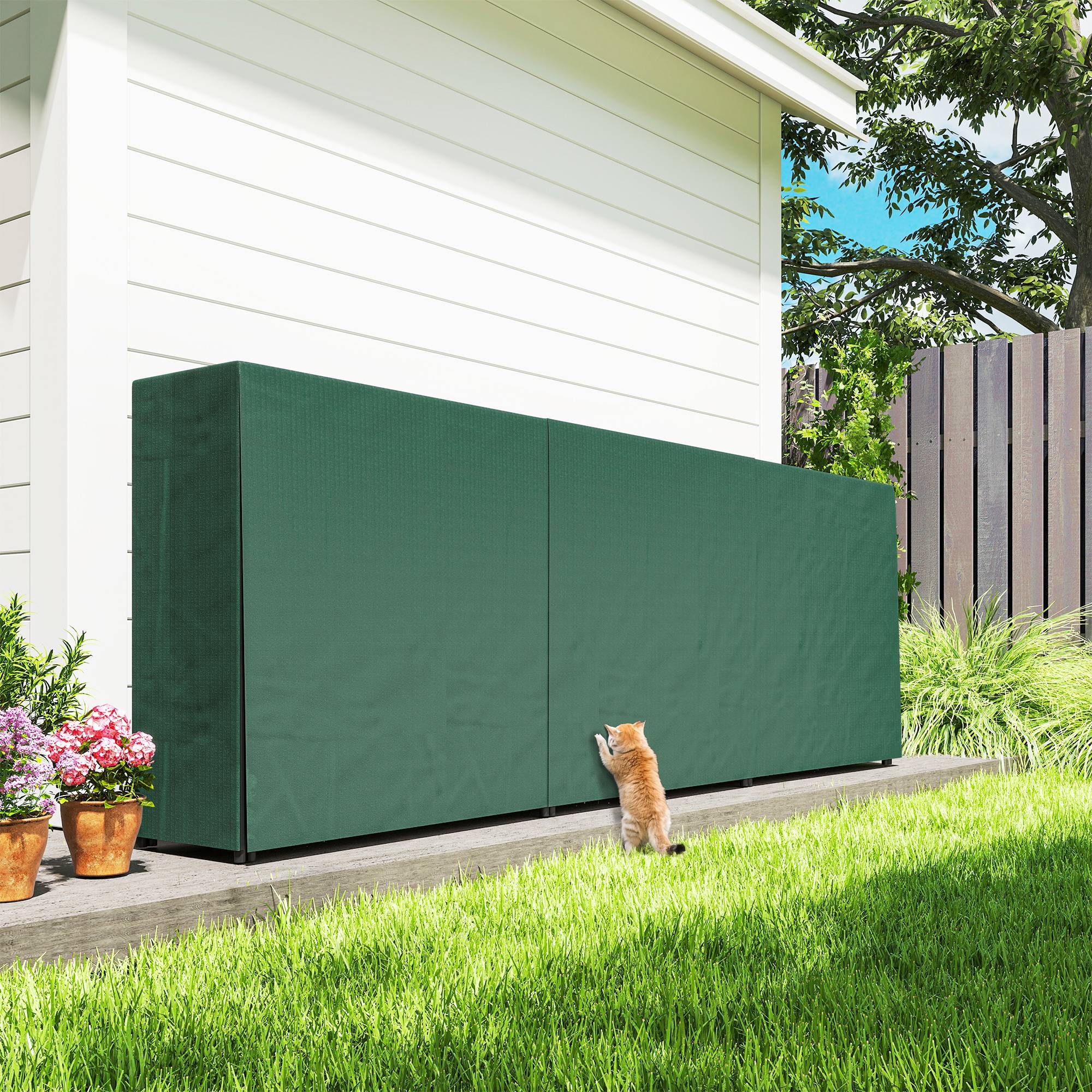 ComfortXL - Porte-bûches extérieur modulable en métal noir et vert foncé 300 x 36 x 99 cm avec bâche PE imperméable 1 m³ - Image 8