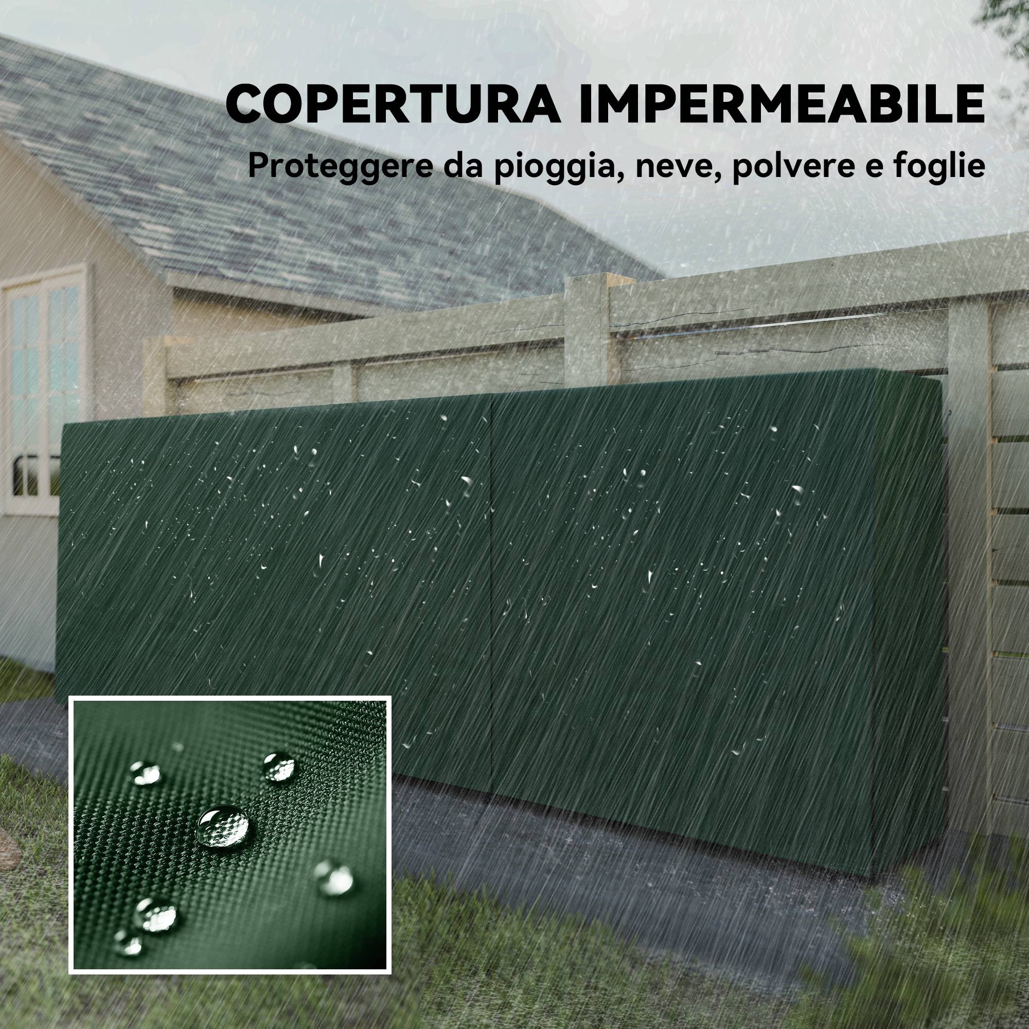 ComfortXL - Porte-bûches extérieur modulable en métal noir et vert foncé 300 x 36 x 99 cm avec bâche PE imperméable 1 m³ - Image 4