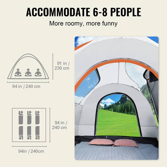VEVOR Tente Arrière pour Voiture 240×240×230 cm, Imperméable PU2000 mm, pour Famille 6-8 Pers. - Image 3