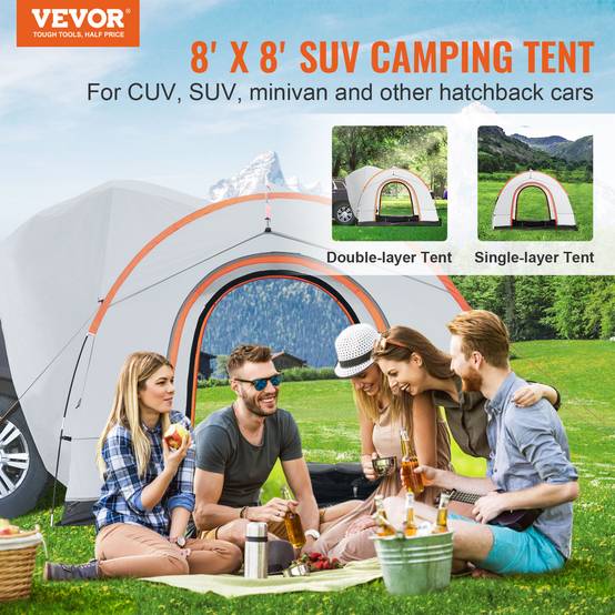 VEVOR Tente Arrière pour Voiture 240×240×230 cm, Imperméable PU2000 mm, pour Famille 6-8 Pers. - Image 2