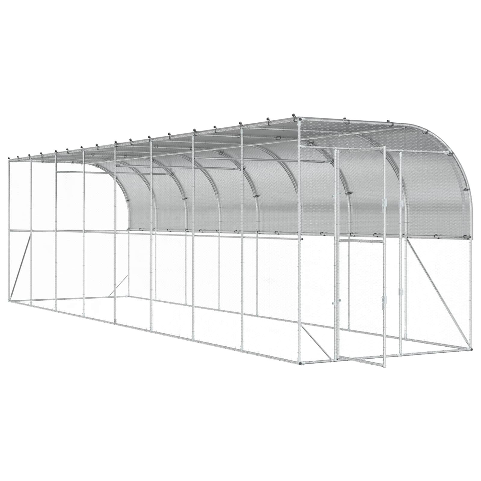 Vidaxl - Poulailler contre le mur Argenté 600 x 150 x 215 cm vidaXL 3434738 - Image 4